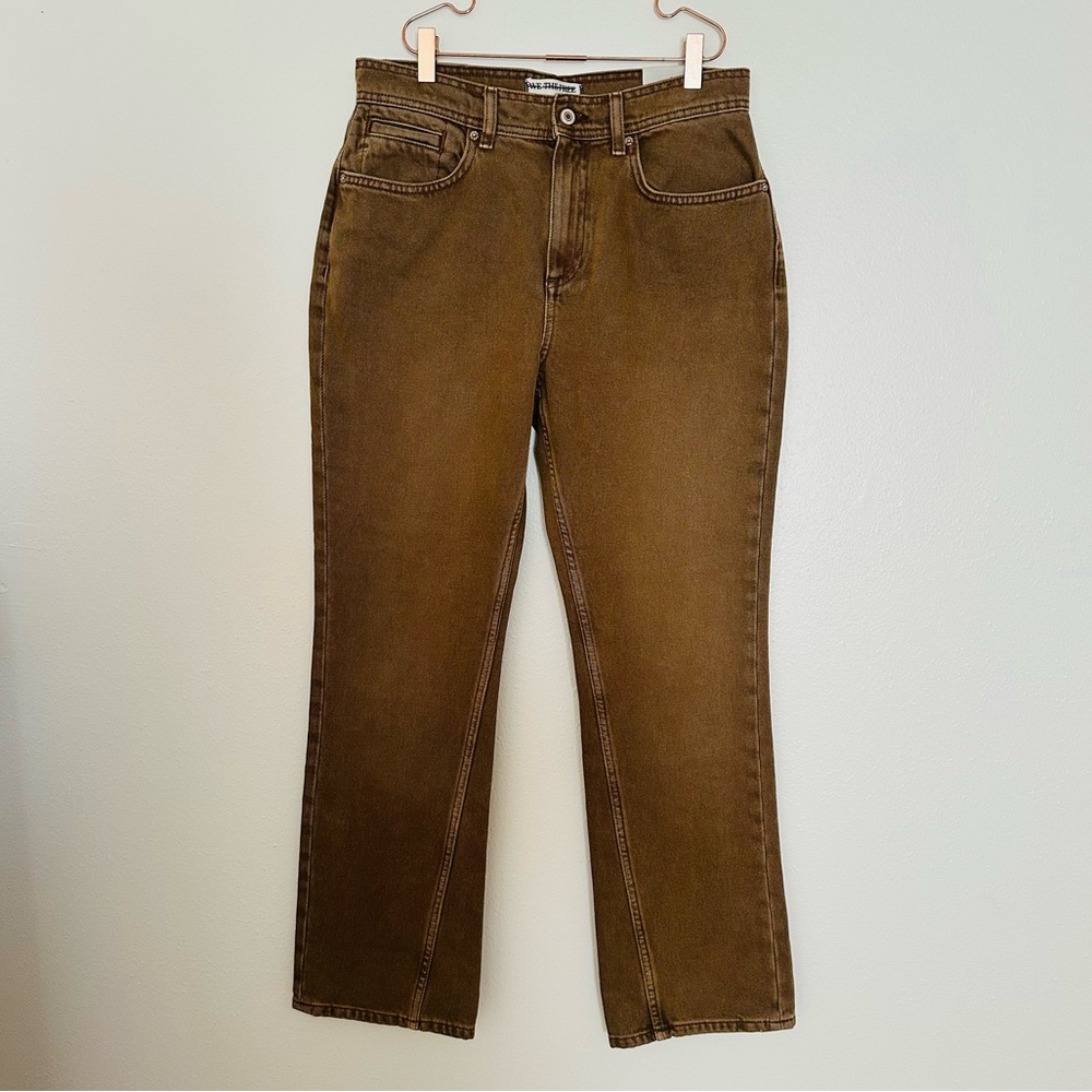 New Free People Xena High Rise Slim Straight Jeans Chocolate Mousse - Picture 8 of 13
